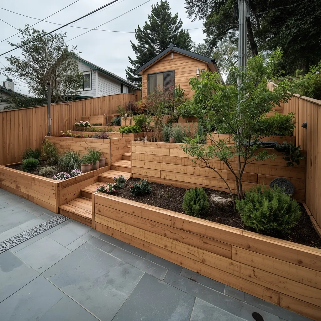 Timber_retaining_wall_in_a_sloped_Victorian_backyard