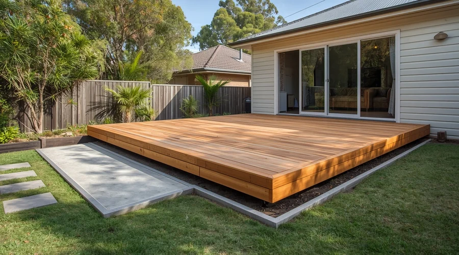 Decking over an existing concrete slab — a common Melbourne renovation