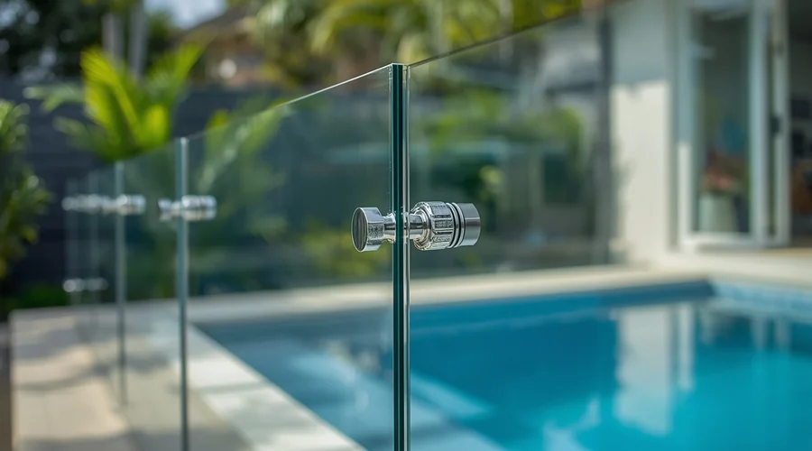 Frameless glass pool fencing — modern and unobstructed view of the pool area