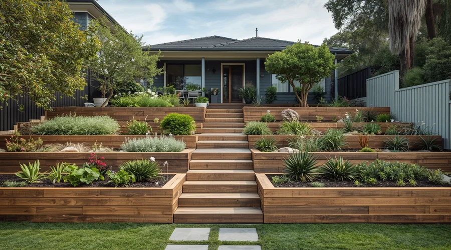 Retaining wall landscaping — transforming a sloped Melbourne block into usable terraces