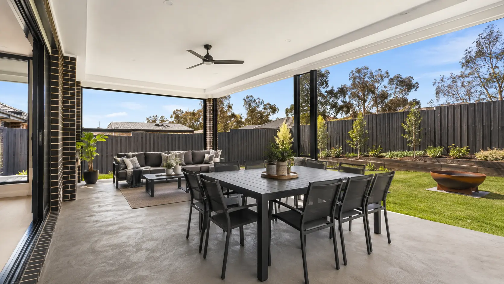 Covered outdoor patio at a Melbourne home