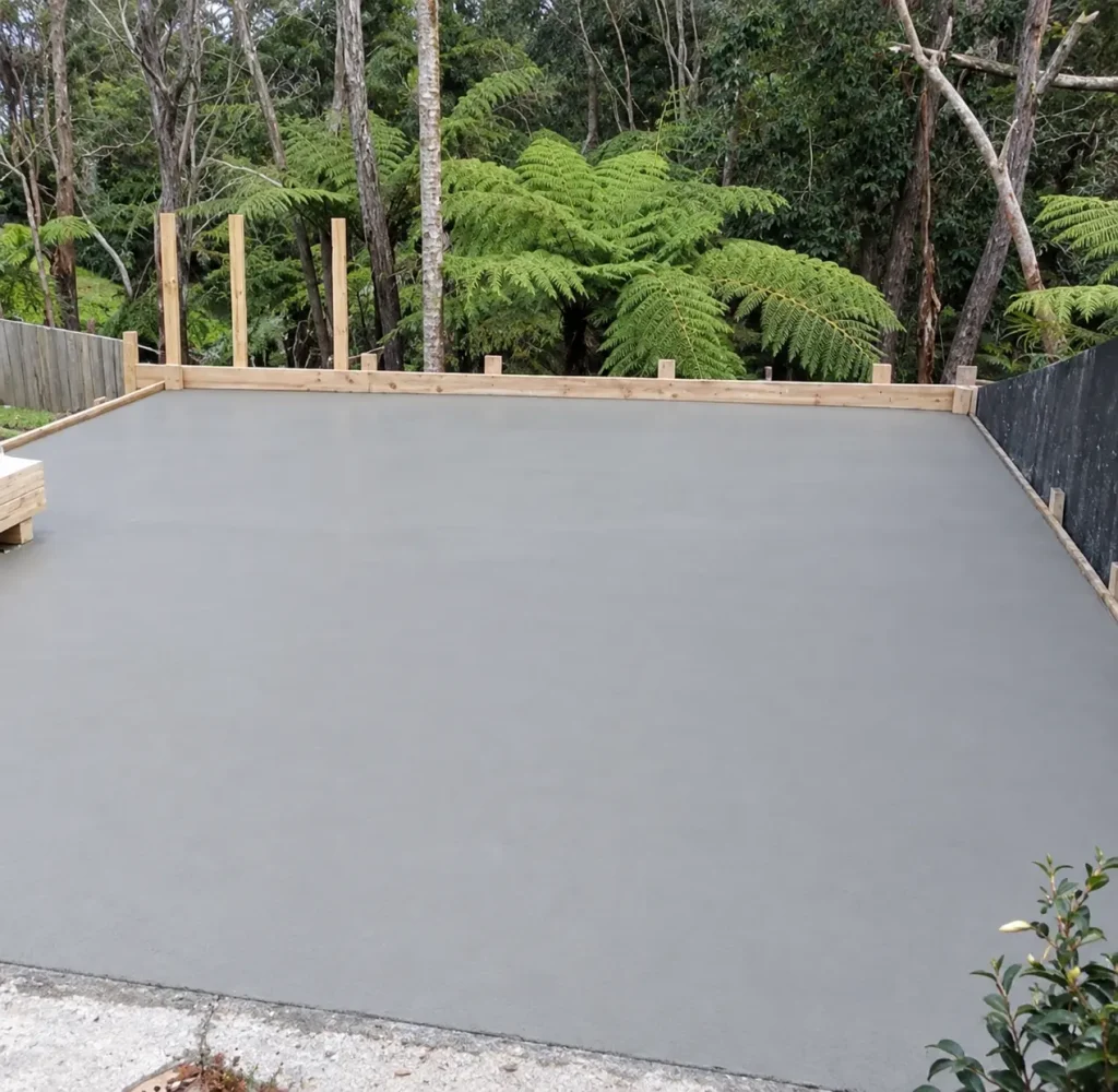 backyard concreting complete project close up