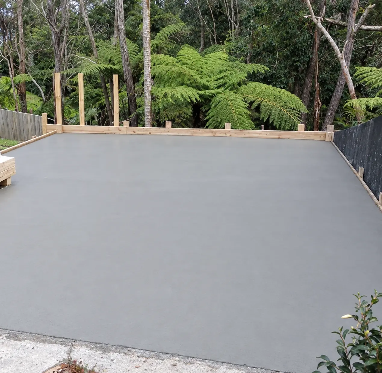 backyard concreting complete project close up