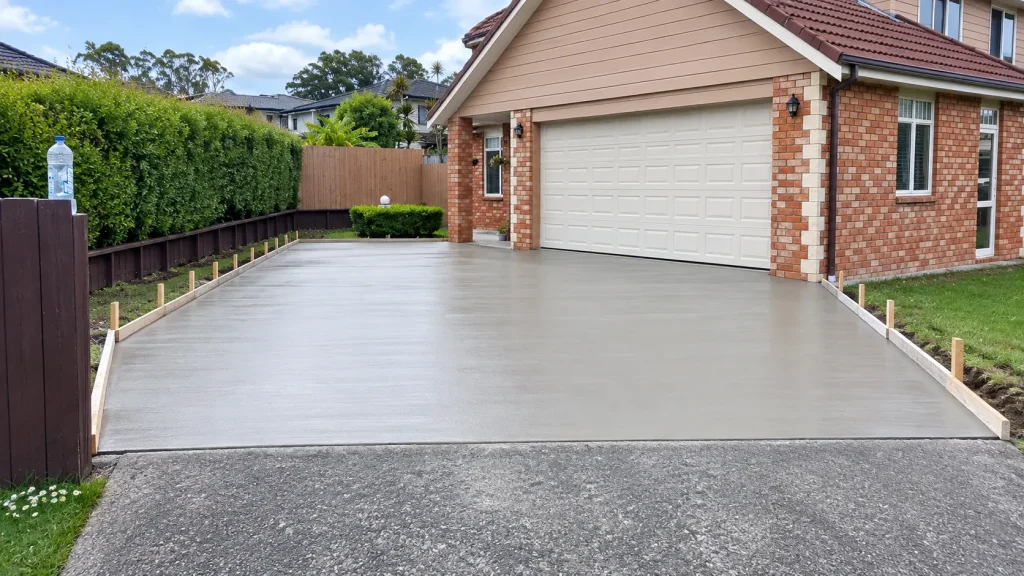 concrete driveway complete