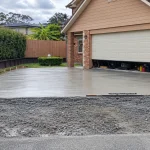 concrete driveway during construction